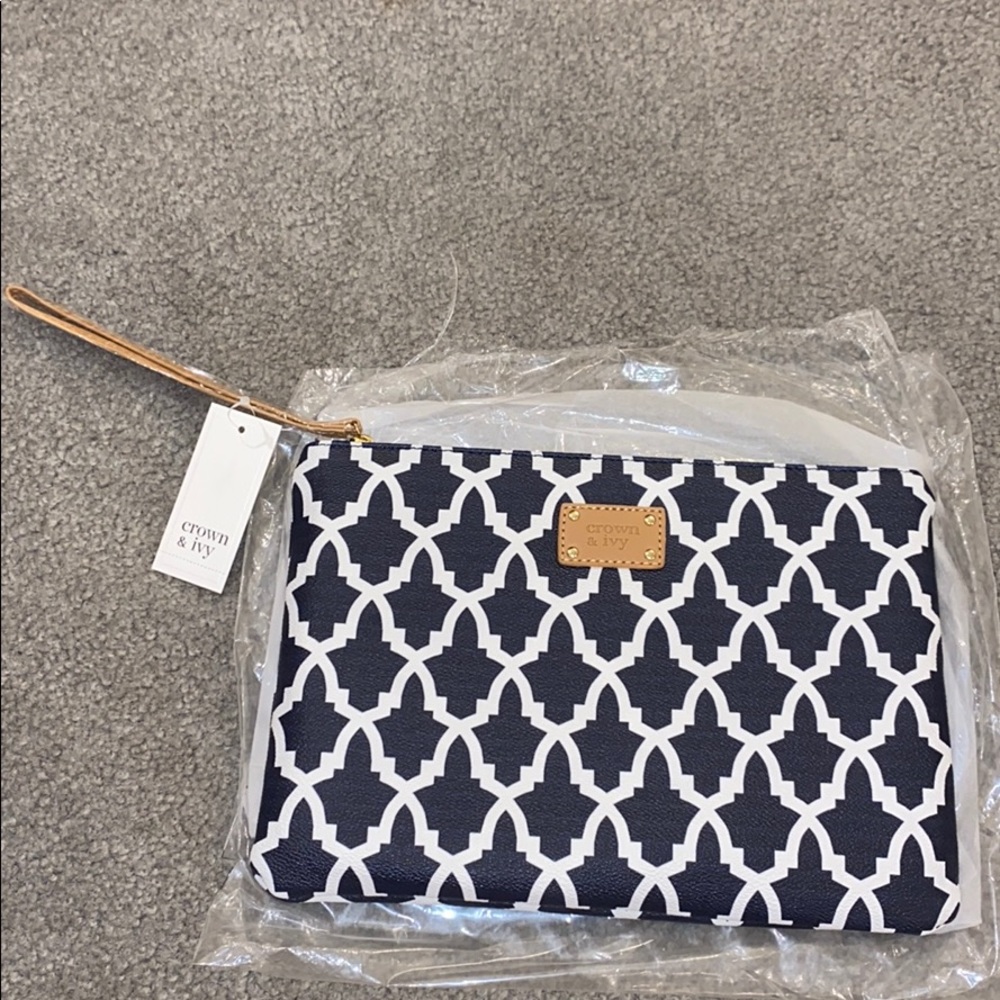 Brand new Crown and Ivy pouch with hand strap